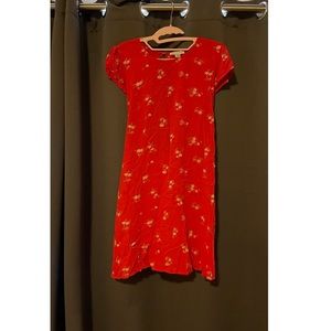 Red floral print mini dress